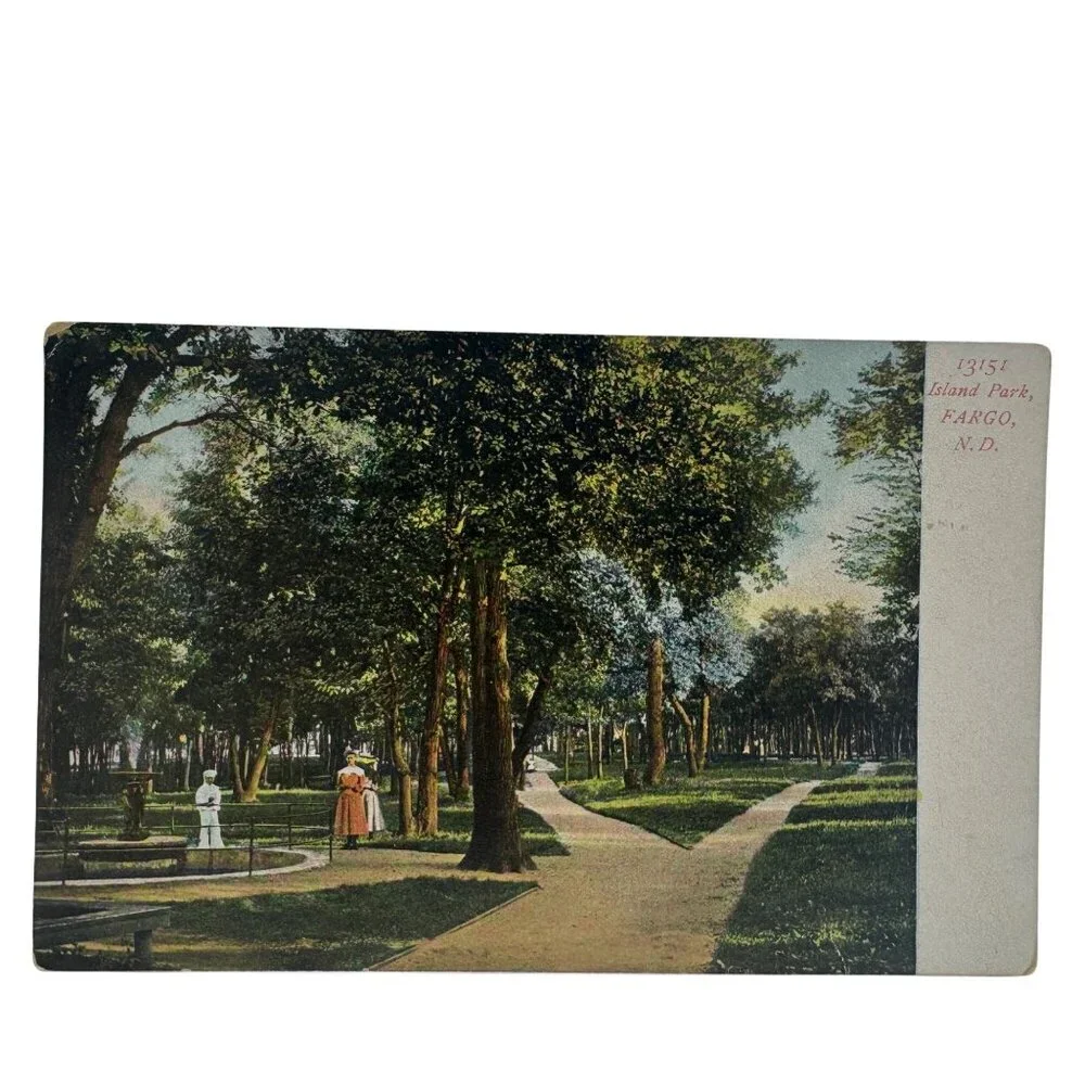 Vintage Island Park Fargo North Dakota Postcard 1907 Scenic Park View